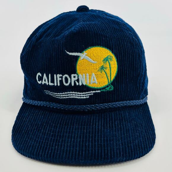 Vintage Surf Skate California Hat Cap Strapback Blue Men’s Corduroy 90’s Nature - Picture 1 of 5